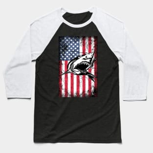 Patriotic Shark American Flag Baseball T-Shirt